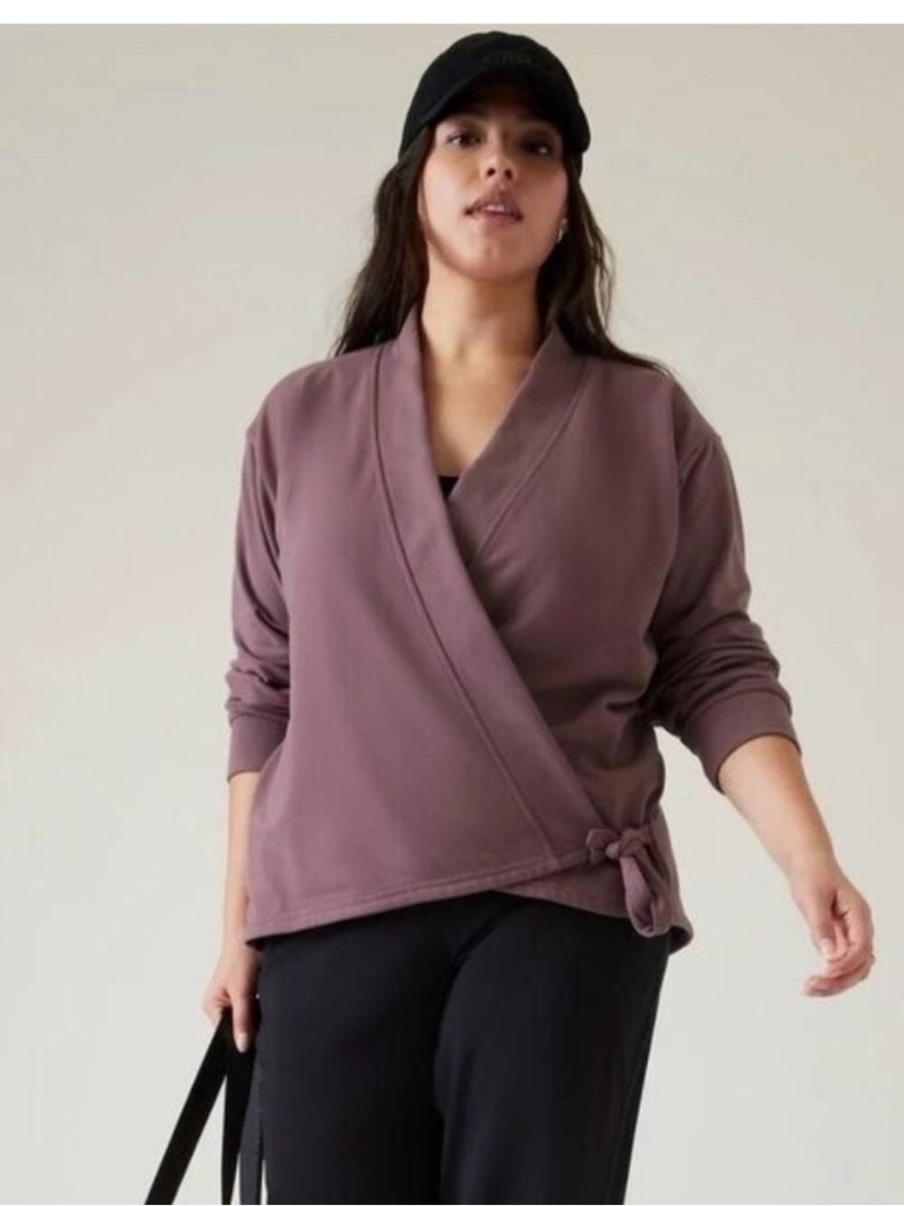 Athleta Mauve Wrap-Front Sweater Cardigan